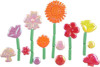 1.1LB Mixed Ceramic Mosaic Tiles, Floral Mushroom Berry Pieces, Mosaic Pieces for DIY Crafts, Flower Pots, Home Decor, 0.5-1.6 inch, 0.23 inch Thick (Pink)