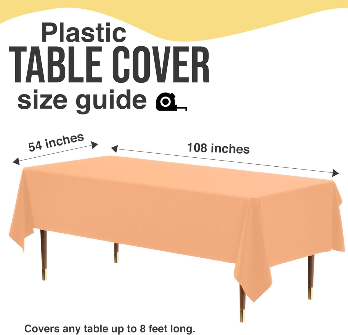66% Thicker Premium Plastic Table Cloth Rectangle Table Cover 0.5 Mil 12 Pack Peach Table Cloth 54 Inch x 108 Inch Disposable Tablecloth Won't Tear Easily Like Cheap Thin Brands