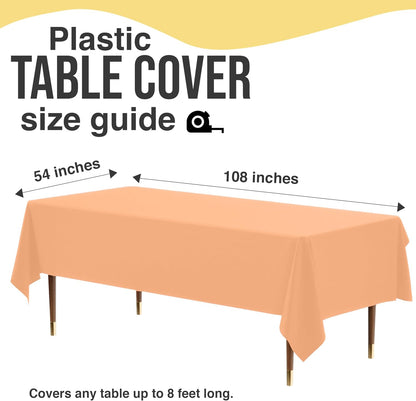 66% Thicker Premium Plastic Table Cloth Rectangle Table Cover 0.5 Mil 12 Pack Peach Table Cloth 54 Inch x 108 Inch Disposable Tablecloth Won't Tear Easily Like Cheap Thin Brands