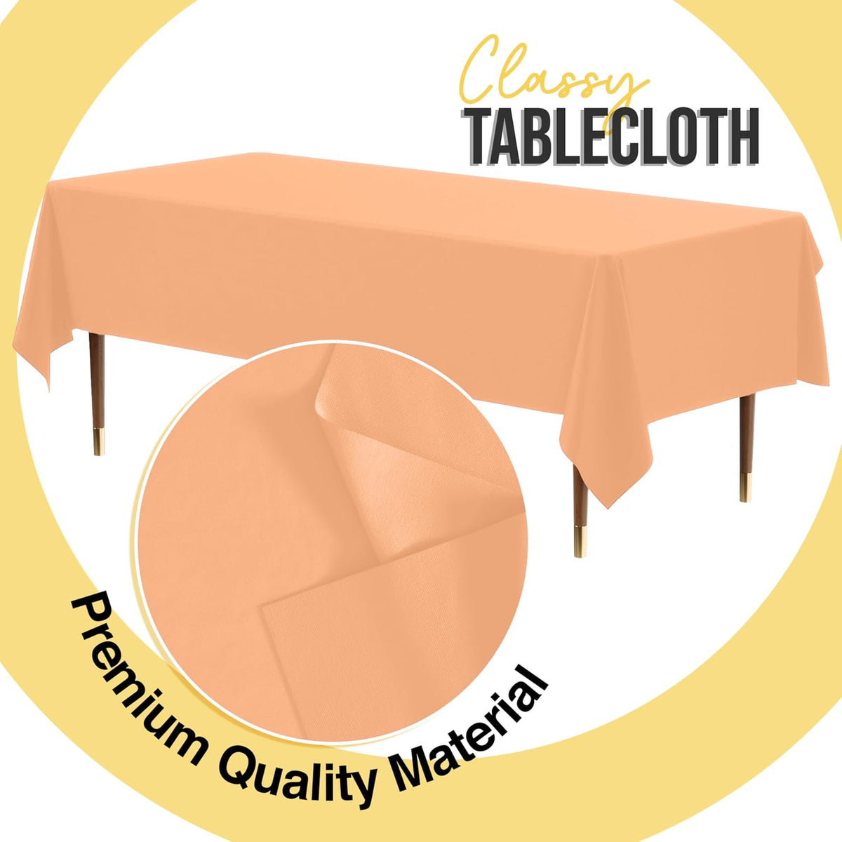 66% Thicker Premium Plastic Table Cloth Rectangle Table Cover 0.5 Mil 12 Pack Peach Table Cloth 54 Inch x 108 Inch Disposable Tablecloth Won't Tear Easily Like Cheap Thin Brands