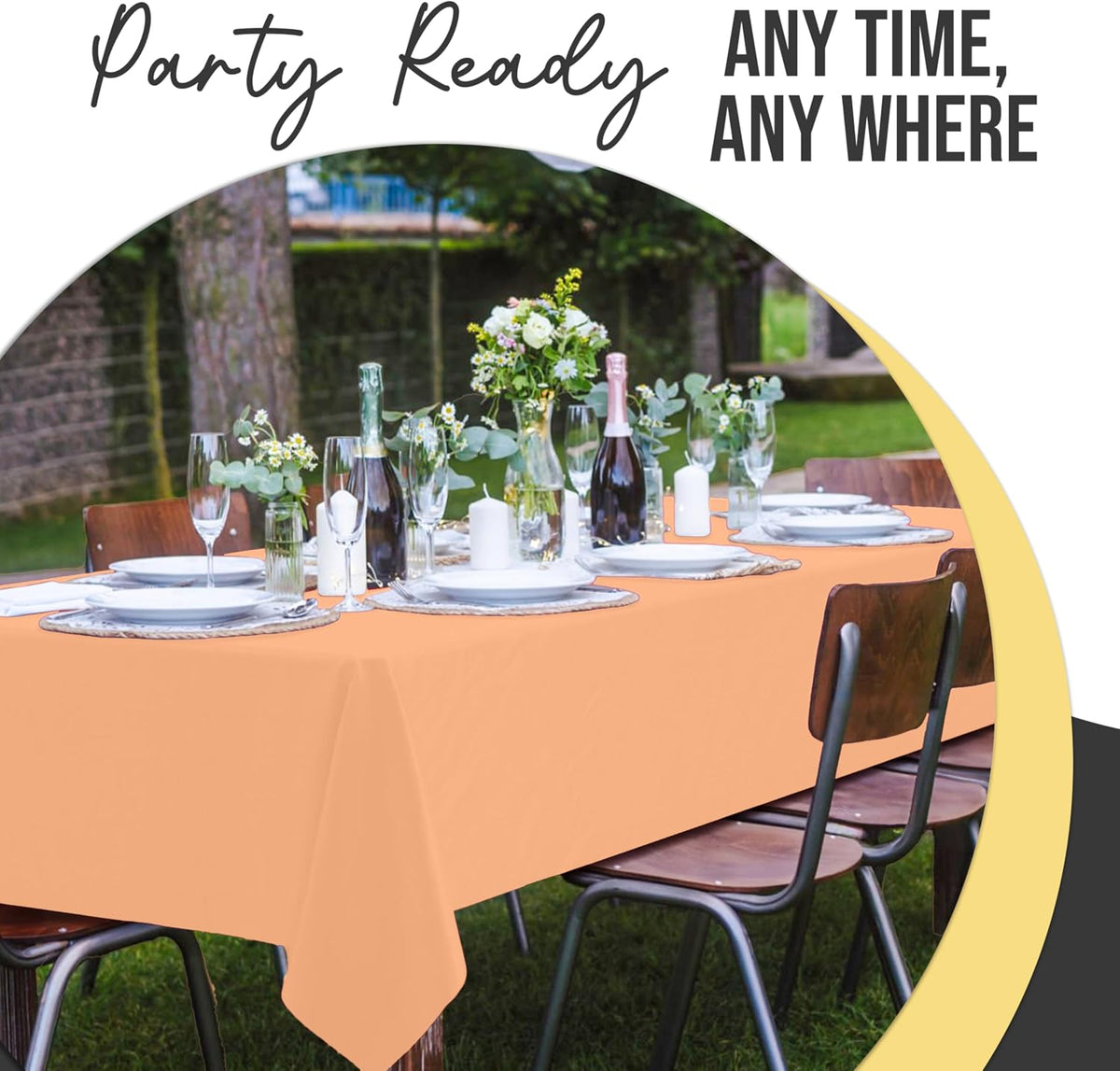 66% Thicker Premium Plastic Table Cloth Rectangle Table Cover 0.5 Mil 12 Pack Peach Table Cloth 54 Inch x 108 Inch Disposable Tablecloth Won't Tear Easily Like Cheap Thin Brands