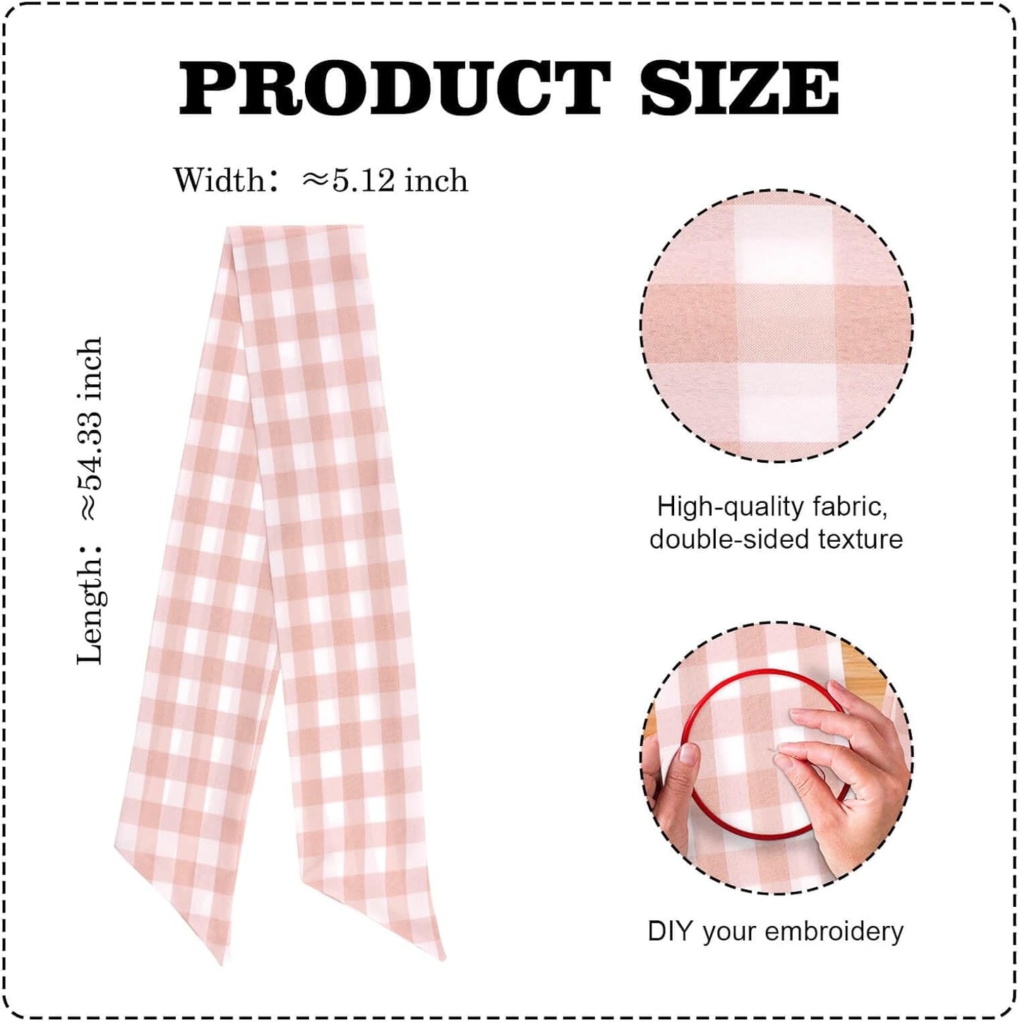 Peach Gingham Wreath Sash for Front Door, Spring Easter Baby Shower Buffalo Check Plaid Ribbon Bow, 5.12" x 54" Farmhouse Wedding Home Decor