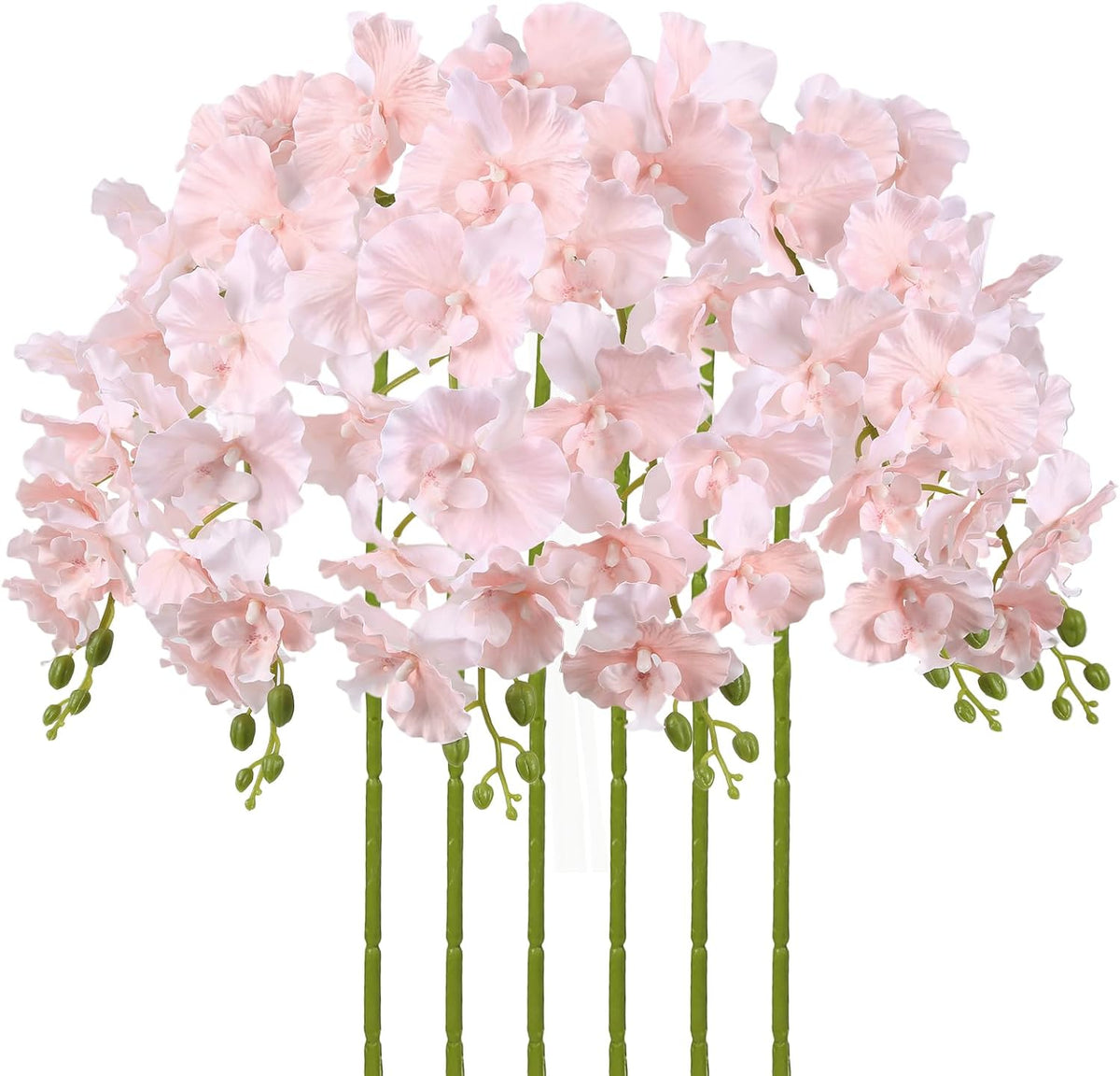 Orchids Artificial Flowers,6PCS Light Pink Tall Fake Flowers 36" Artificial Phalaenopsis Long Stems Silk Orchids for Wedding Party Office Home Décor (Light Pink)