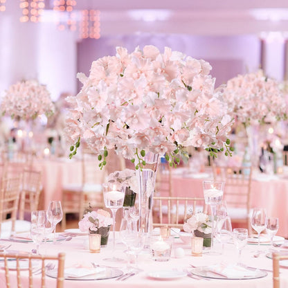 Orchids Artificial Flowers,6PCS Light Pink Tall Fake Flowers 36" Artificial Phalaenopsis Long Stems Silk Orchids for Wedding Party Office Home Décor (Light Pink)