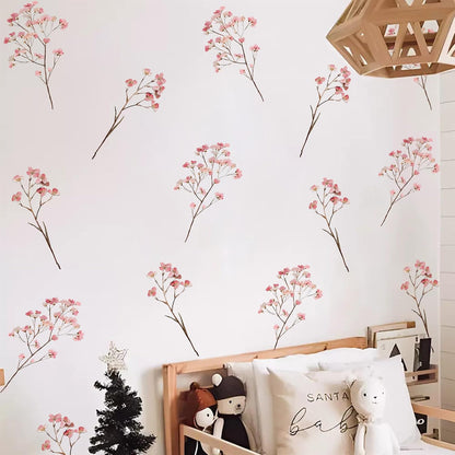 Pink Cute Flower Wall Decals,Boho Peel and Stick Floral Kids Room Decor,Removable Flower Vinyl Art Stickers for Girls Bedroom Nursery Living Room Office Floral Wall Decor