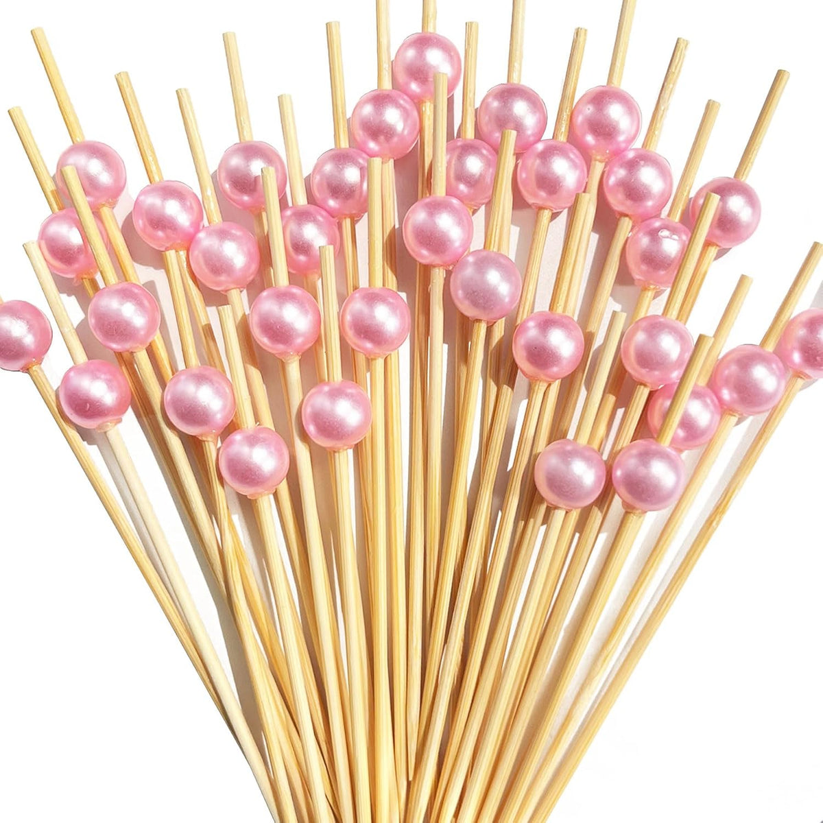 200 PCS Pink Pearl Cocktail Picks, Pink Fancy Toothpicks for Appetizers
