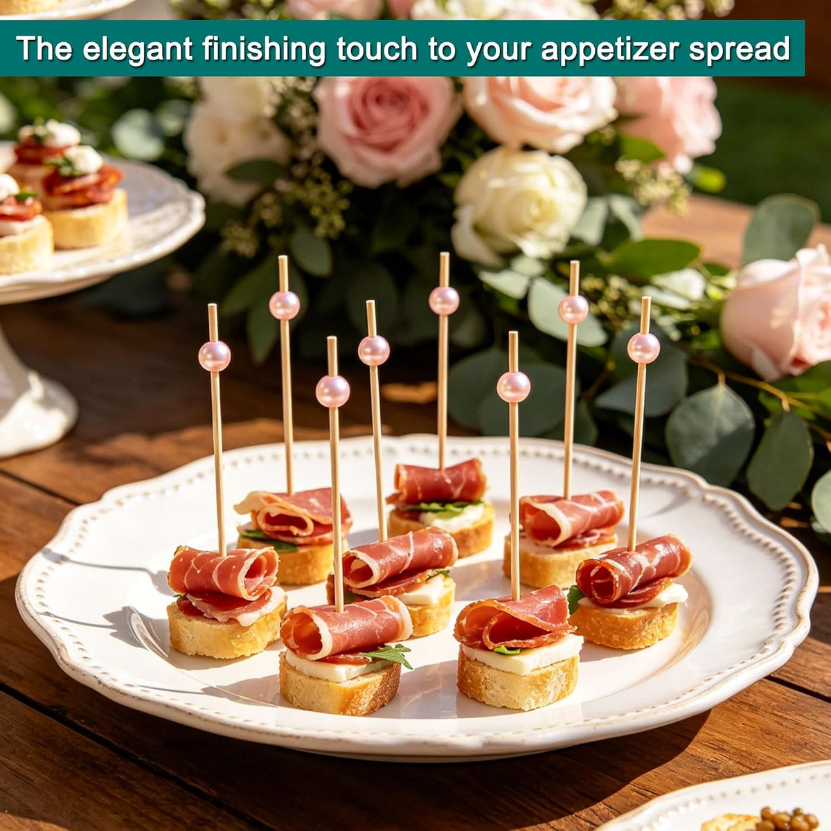 200 PCS Pink Pearl Cocktail Picks, Pink Fancy Toothpicks for Appetizers