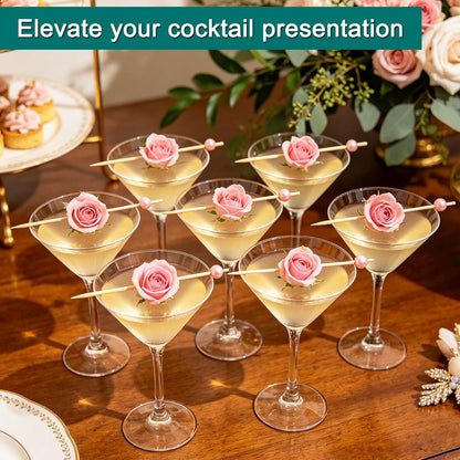 200 PCS Pink Pearl Cocktail Picks, Pink Fancy Toothpicks for Appetizers