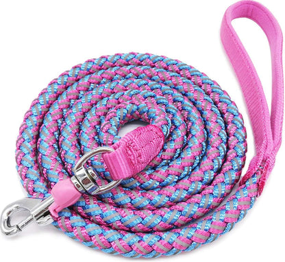 6FT Reflective Large Dog Leash 3/4" Strong Nylon Thick Rope Braided