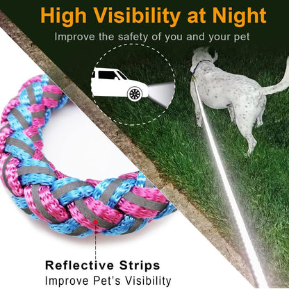 6FT Reflective Large Dog Leash 3/4" Strong Nylon Thick Rope Braided