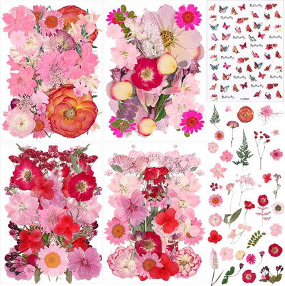 160 Pcs Pressed Dried Flowers Natural Bulk, Rosy, Pink