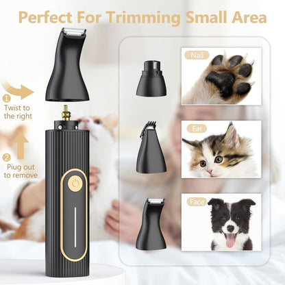 Dog Clippers for Grooming for Heavy Thick Hair&Coats,Low Noise Hair Trimmer,Rechargeable Cordless Pet Shaver, Dog Grooming Kit with Paw Trimmer Nail Grinder for Small Large Dogs
