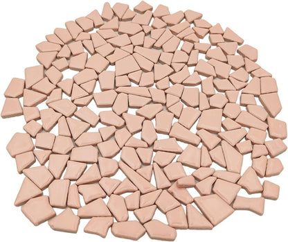 200g Ceramic Mosaic Tiles for Crafts,Irregular Stained Ceramic 0.2"x0.8" Porcelain Mosaic Tiles for Home Decoration (Pink)