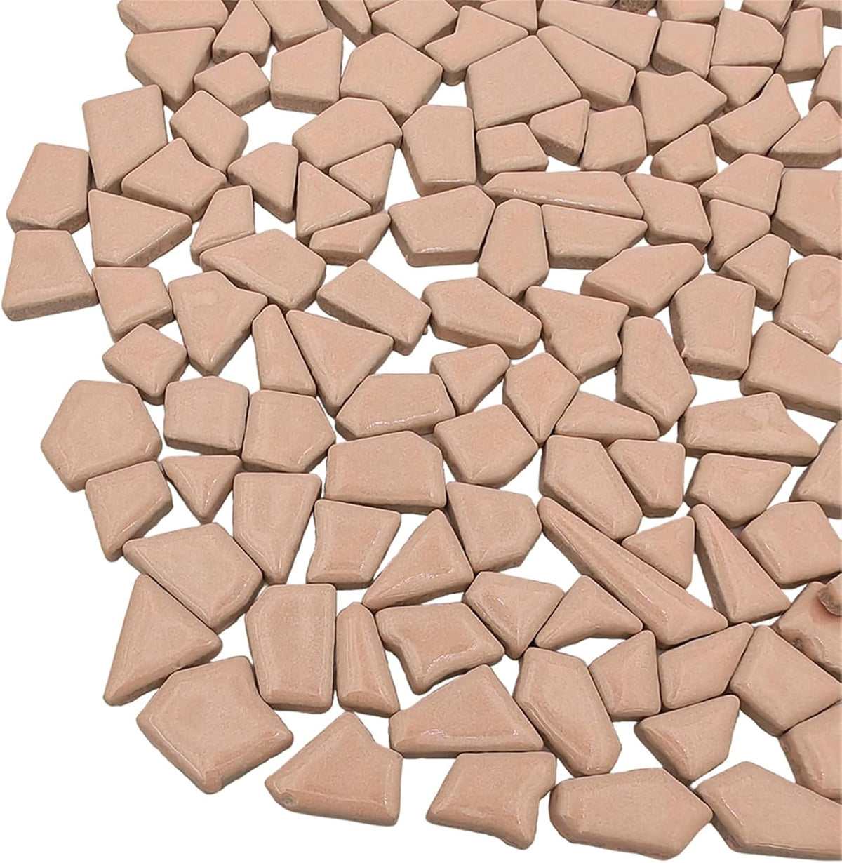 200g Ceramic Mosaic Tiles for Crafts,Irregular Stained Ceramic 0.2"x0.8" Porcelain Mosaic Tiles for Home Decoration (Pink)