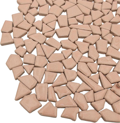 200g Ceramic Mosaic Tiles for Crafts,Irregular Stained Ceramic 0.2"x0.8" Porcelain Mosaic Tiles for Home Decoration (Pink)