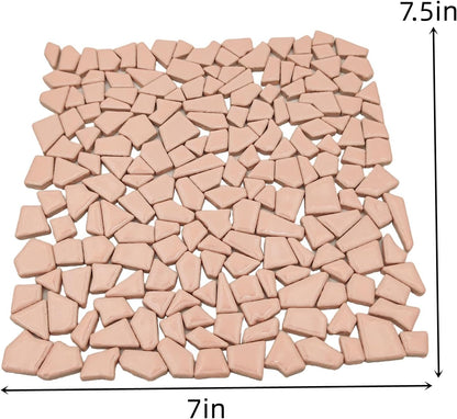200g Ceramic Mosaic Tiles for Crafts,Irregular Stained Ceramic 0.2"x0.8" Porcelain Mosaic Tiles for Home Decoration (Pink)