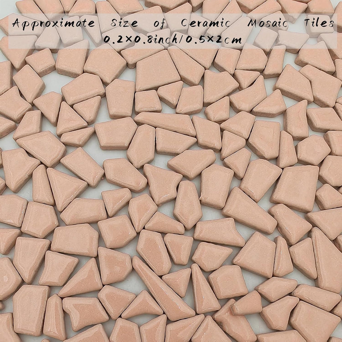 200g Ceramic Mosaic Tiles for Crafts,Irregular Stained Ceramic 0.2"x0.8" Porcelain Mosaic Tiles for Home Decoration (Pink)