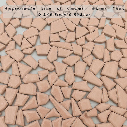 200g Ceramic Mosaic Tiles for Crafts,Irregular Stained Ceramic 0.2"x0.8" Porcelain Mosaic Tiles for Home Decoration (Pink)