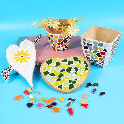 200g Ceramic Mosaic Tiles for Crafts,Irregular Stained Ceramic 0.2"x0.8" Porcelain Mosaic Tiles for Home Decoration (Pink)