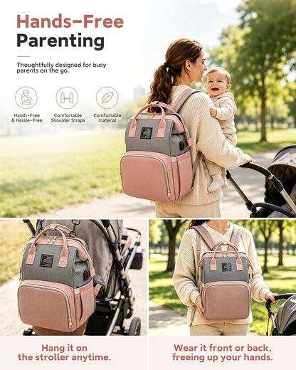 Diaper Bag Backpack with Changing Station, 25L Large Capacity