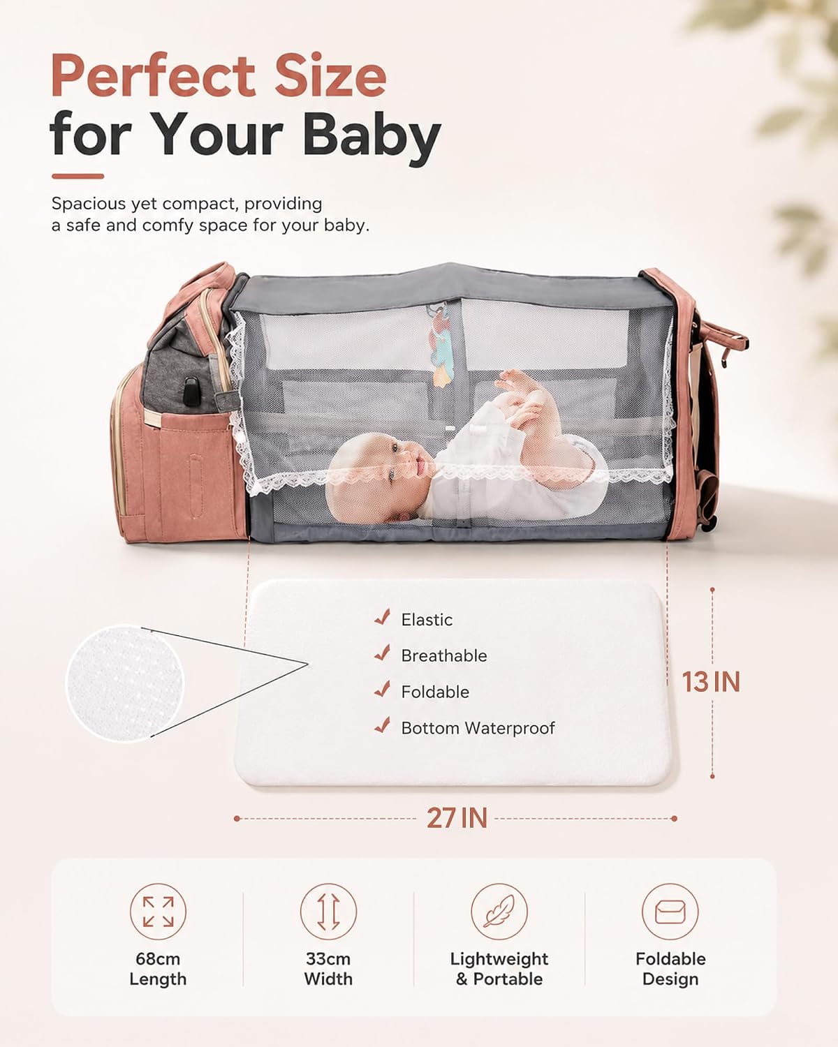 Diaper Bag Backpack with Changing Station, 25L Large Capacity