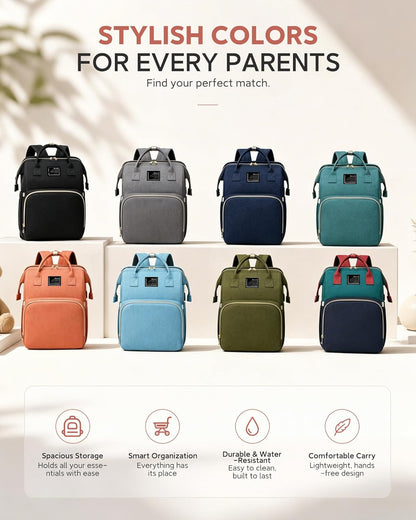 Diaper Bag Backpack with Changing Station, 25L Large Capacity