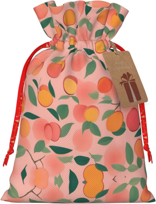 MDATT Pink Peach Pattern Seamless Pattern 1 Drawstring Gift Bags,5 X 7 Inch Goodie Bags For Wedding Party,Christmas Birthday Halloween Decor