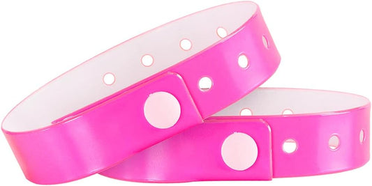 Plastic Wristbands Neon Pink 500 Pack, Viny Wristbands for Events