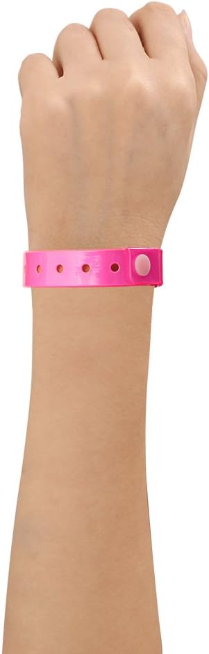 Plastic Wristbands Neon Pink 500 Pack, Viny Wristbands for Events
