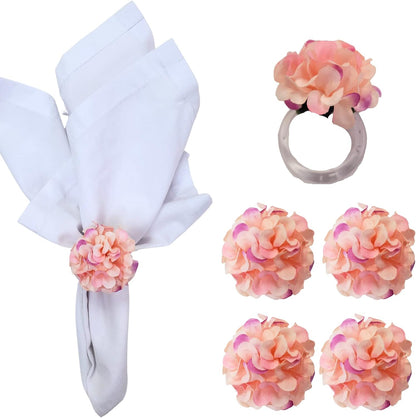 Set of 4 Light Pink Chrysanthemum Charm Napkin Rings | Perfect for Weddings, Banquets, Birthdays, Mother's Day and Easter