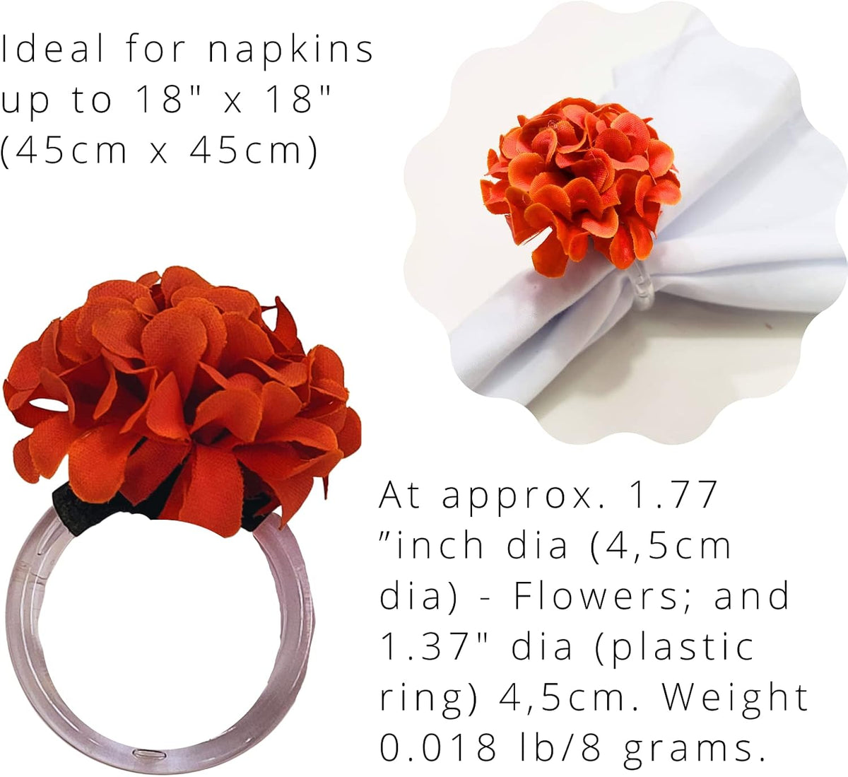 Set of 4 Light Pink Chrysanthemum Charm Napkin Rings | Perfect for Weddings, Banquets, Birthdays, Mother's Day and Easter