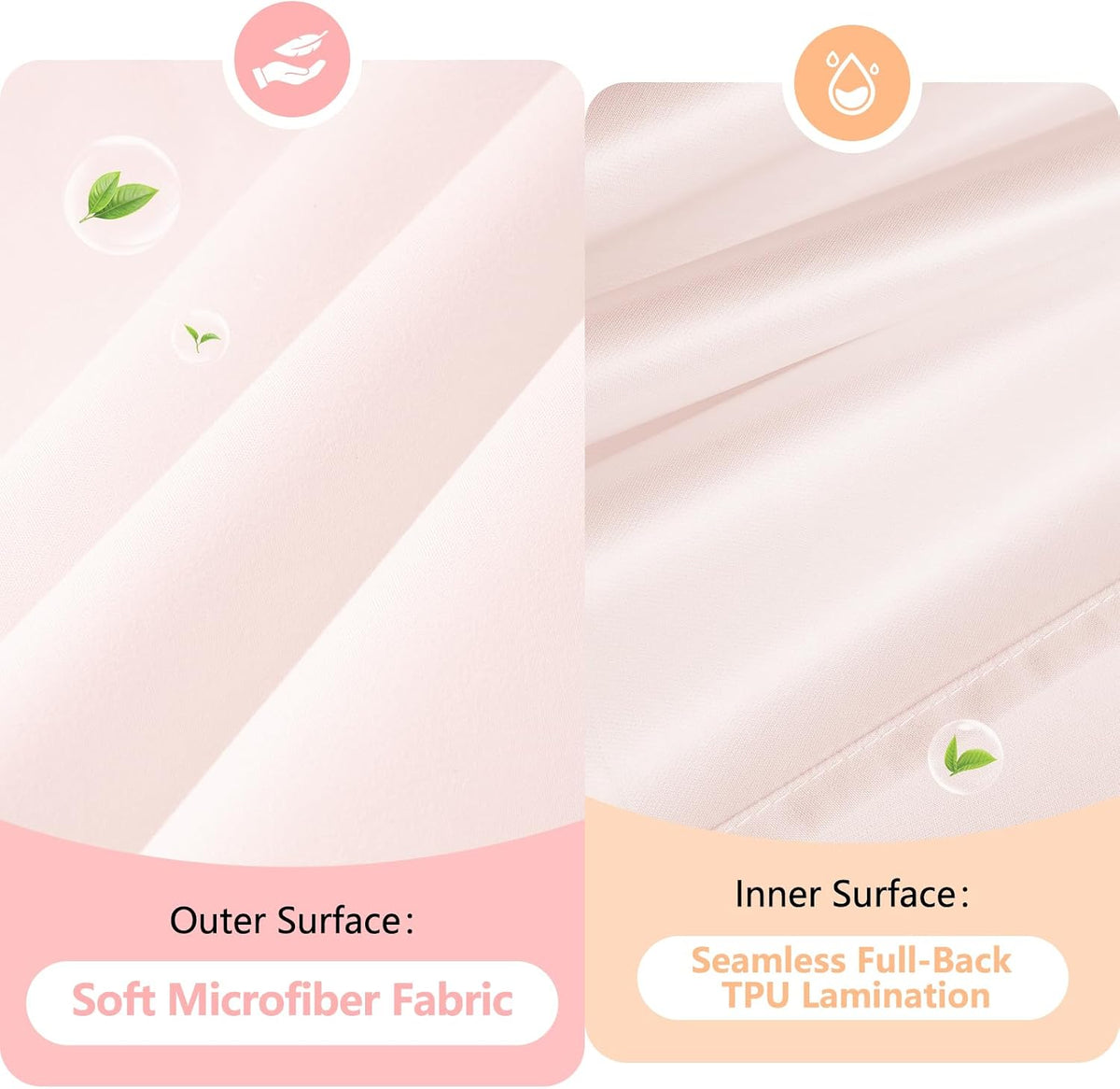 Baby Pink Ruffle Shower Curtain with Waterproof TPU Backed, Soft Microfiber Lovely French Ruched Shower Curtain, 72 x 72 Inch Bathroom 2 in 1 Washable Fabric Shower Curtain with TPU Lining