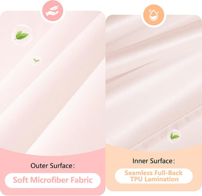 Baby Pink Ruffle Shower Curtain with Waterproof TPU Backed, Soft Microfiber Lovely French Ruched Shower Curtain, 72 x 72 Inch Bathroom 2 in 1 Washable Fabric Shower Curtain with TPU Lining