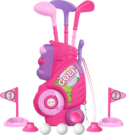 Toddler Golf Clubs Set Toy for 1 2 3 4 Years Old Girls Boys, Pink