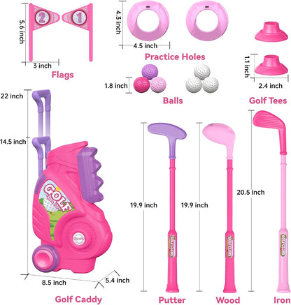 Toddler Golf Clubs Set Toy for 1 2 3 4 Years Old Girls Boys, Pink