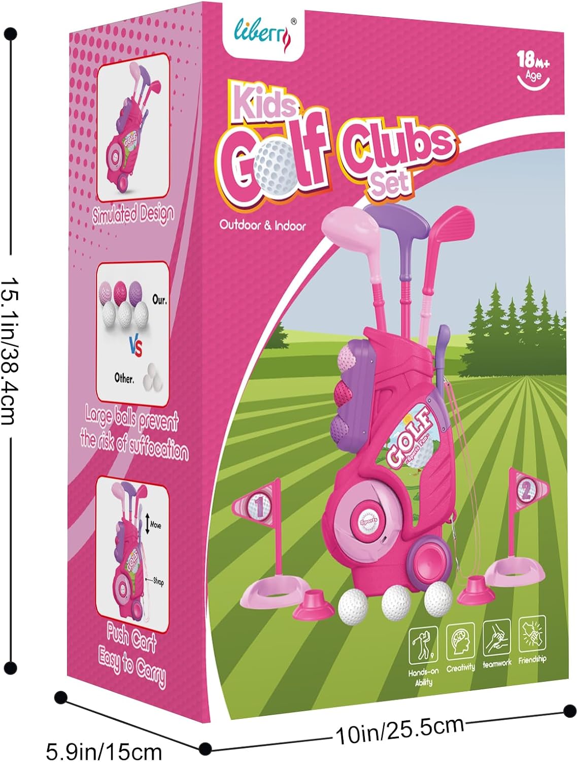 Toddler Golf Clubs Set Toy for 1 2 3 4 Years Old Girls Boys, Pink