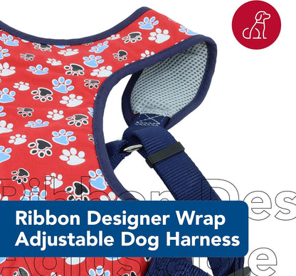 Ribbon Designer Wrap Adjustable Dog Harness - Large & Small Dog Harness - Breathable Mesh Harness for Dogs Pet Supplies for Dogs - Pink Flamingo Stripe, 5/8" x 16-19"