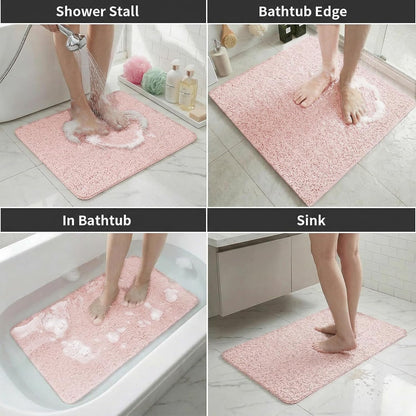 Shower Mat Non Slip, 16 x 24 Inch, Pink Shower Mats for Inside Shower, Soft PVC Loofah Bath Mats for Tub, Quick Drying Easy Cleaning Bathroom Stall Floor Mat Without Suction Cup