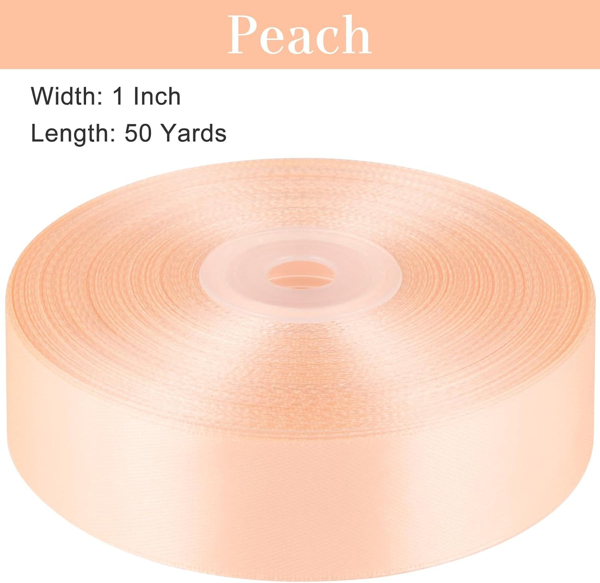 Peach Satin Ribbon, 1 Inch, 50 Yards