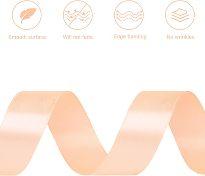 Peach Satin Ribbon, 1 Inch, 50 Yards