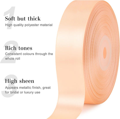 Peach Satin Ribbon, 1 Inch, 50 Yards