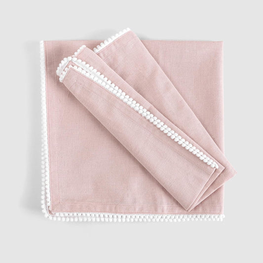 Fingercraft Dinner Cloth Napkins Cotton 6 Pack Premium Quality Mitered Corners with Elegant Lace for Every Day Use Napkins Cloth are Pre Shrunk and Good Absorbency with Lace Pink