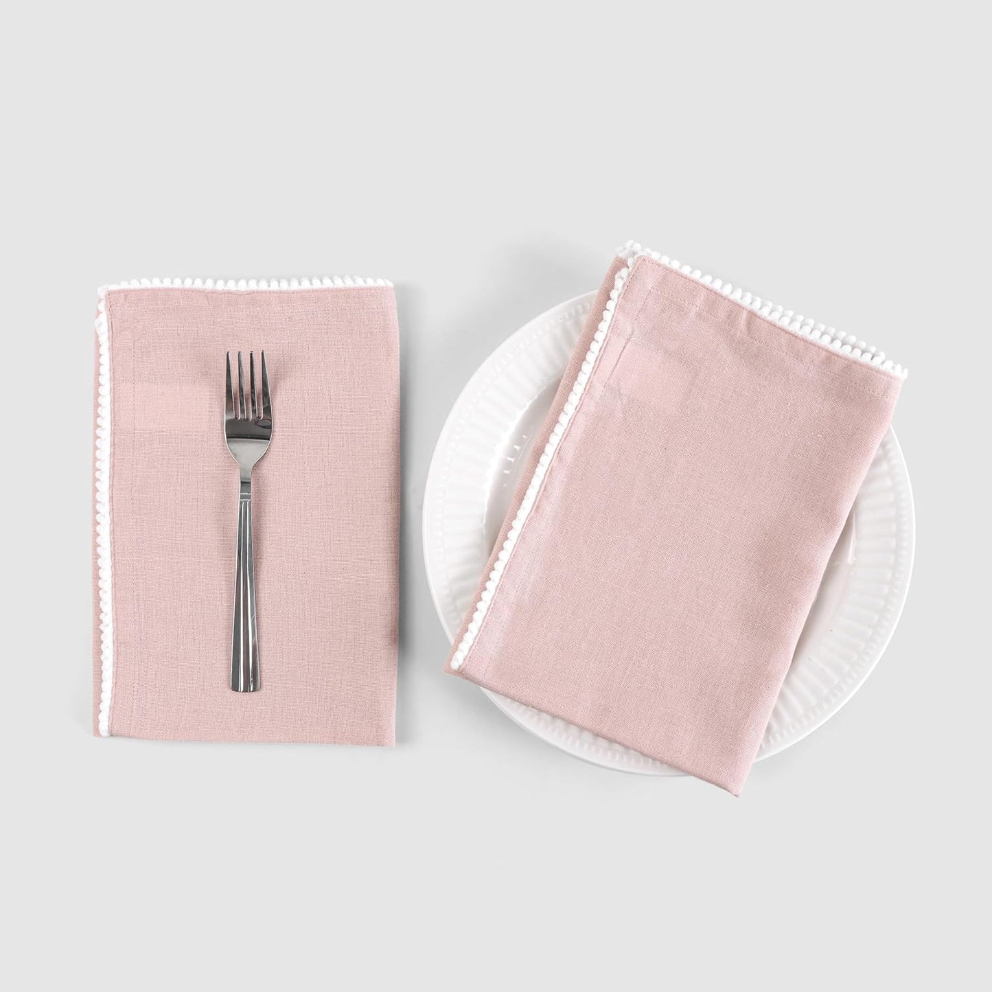 Fingercraft Dinner Cloth Napkins Cotton 6 Pack Premium Quality Mitered Corners with Elegant Lace for Every Day Use Napkins Cloth are Pre Shrunk and Good Absorbency with Lace Pink