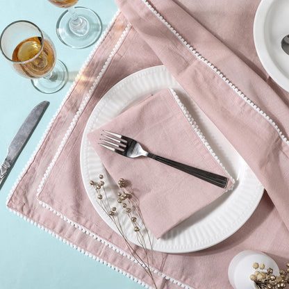 Fingercraft Dinner Cloth Napkins Cotton 6 Pack Premium Quality Mitered Corners with Elegant Lace for Every Day Use Napkins Cloth are Pre Shrunk and Good Absorbency with Lace Pink