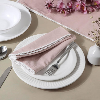 Fingercraft Dinner Cloth Napkins Cotton 6 Pack Premium Quality Mitered Corners with Elegant Lace for Every Day Use Napkins Cloth are Pre Shrunk and Good Absorbency with Lace Pink