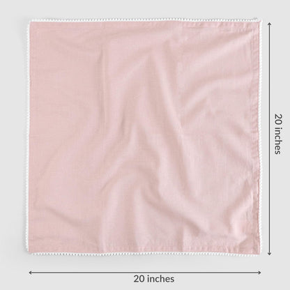Fingercraft Dinner Cloth Napkins Cotton 6 Pack Premium Quality Mitered Corners with Elegant Lace for Every Day Use Napkins Cloth are Pre Shrunk and Good Absorbency with Lace Pink