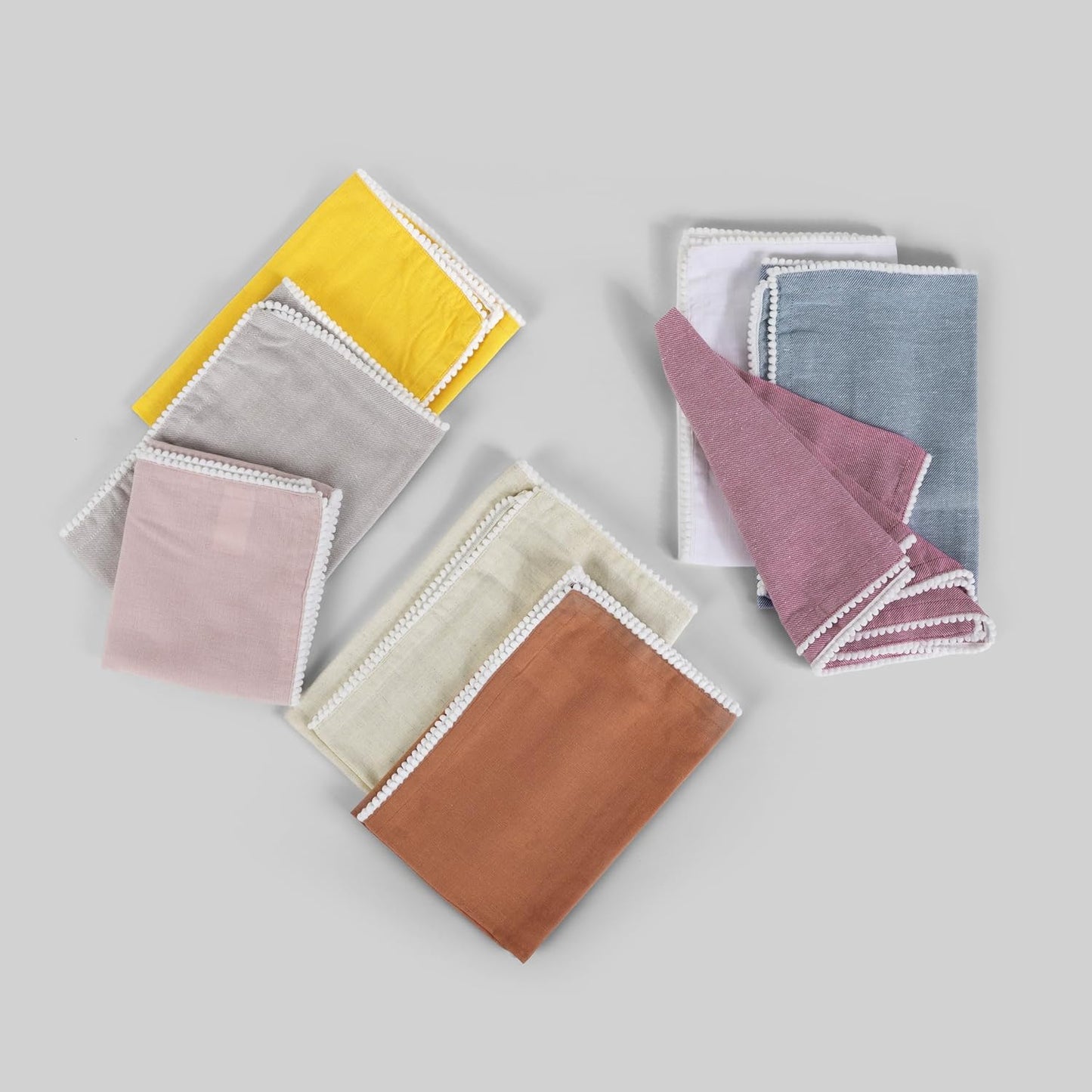 Fingercraft Dinner Cloth Napkins Cotton 6 Pack Premium Quality Mitered Corners with Elegant Lace for Every Day Use Napkins Cloth are Pre Shrunk and Good Absorbency with Lace Pink