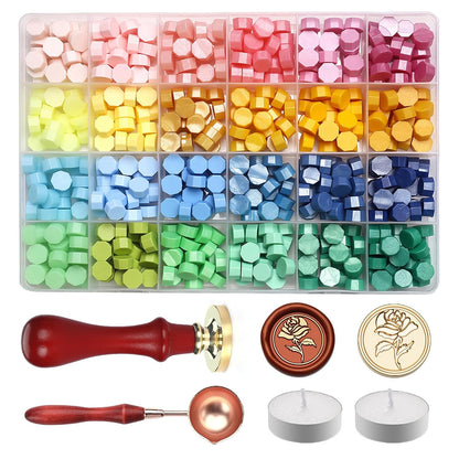 Rose Wax Seal Stamp Kit, 600 Pcs Smooth Melt Sealing Wax Beads