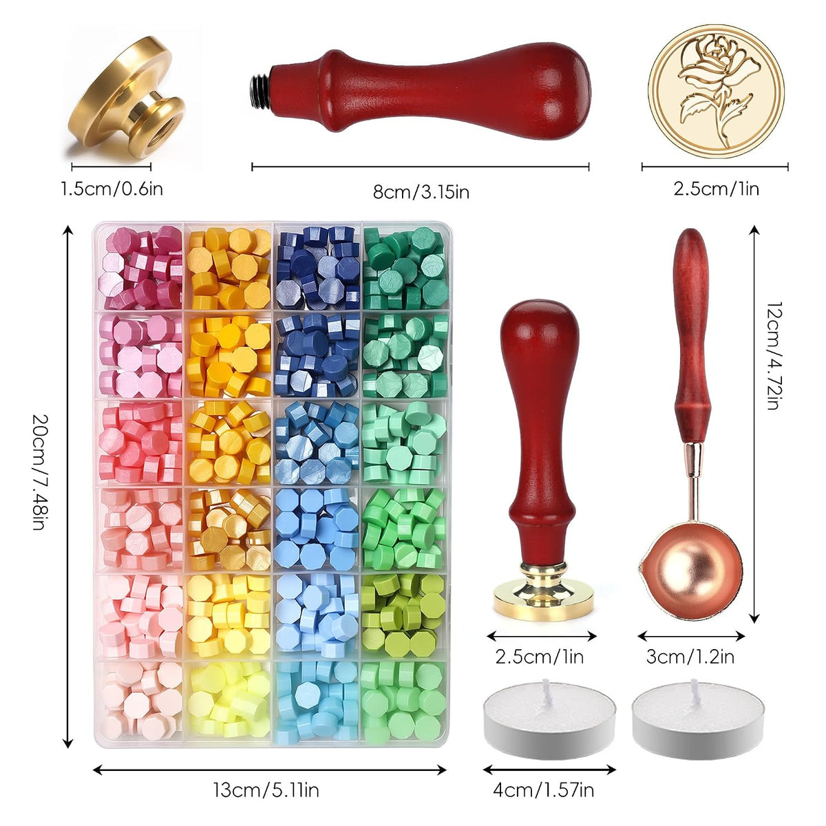 Rose Wax Seal Stamp Kit, 600 Pcs Smooth Melt Sealing Wax Beads