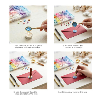 Rose Wax Seal Stamp Kit, 600 Pcs Smooth Melt Sealing Wax Beads